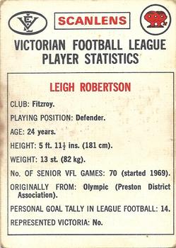 1974 Scanlens VFL #83 Leigh Robertson Back